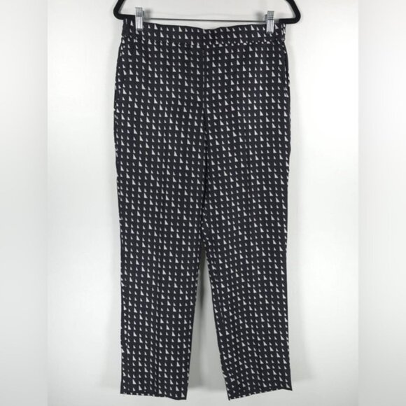 NWOT THEORY 100% SILK Triangle Stripe Twill Cropped Pull On Trousers Pants Sz 6 - Picture 6 of 16